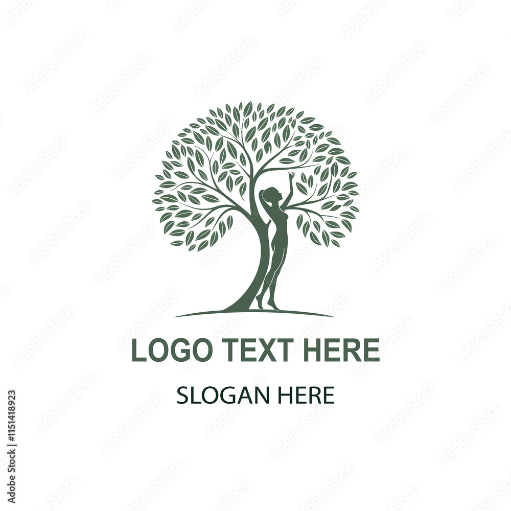 Obraz premium Tree leaf human logo on white background