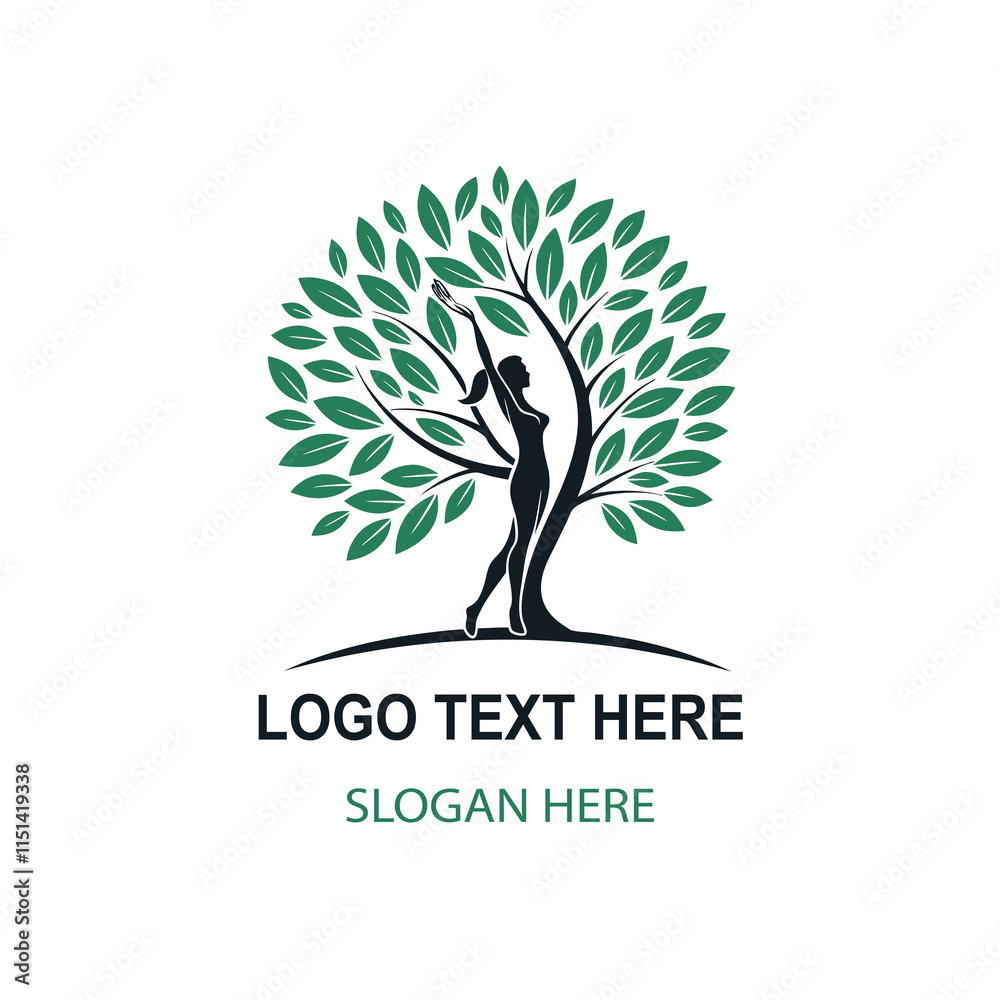 Obraz premium Tree leaf human logo on white background