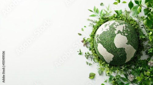 Green Planet Earth Surrounded by Lush Greenery  Environmental Conservation and Sustainability