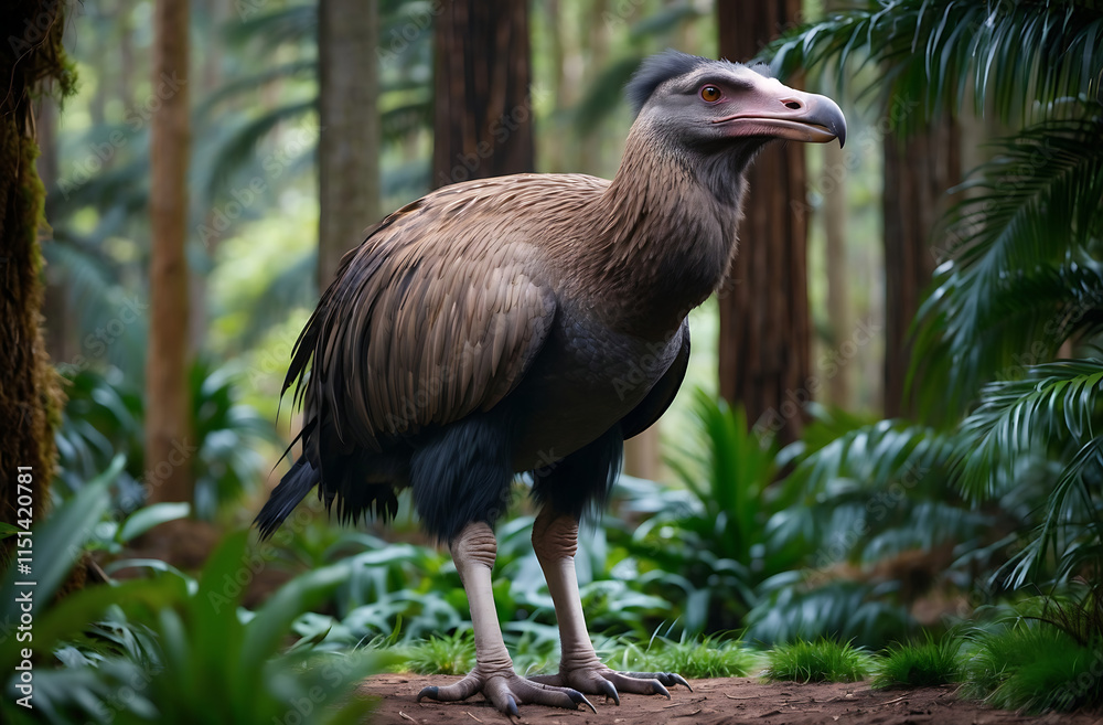 Moa in Its Natural Habitat, Majestic and Formidable Presence Moa in Its Natural Habitat, Majestic and Formidable Presence