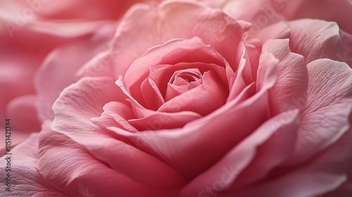 Fototapeta Naklejka Na Ścianę i Meble -  A detailed close up of a pink rose showcases its delicate petals and rich color, highlighting the beauty of the pink rose and its natural elegance in this stunning image of a pink rose.