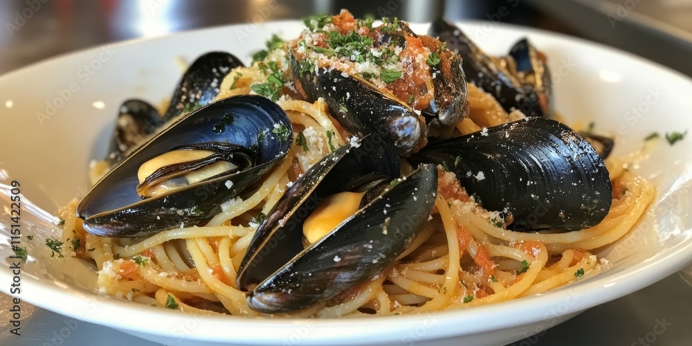 Delicious spaghetti featuring fresh mussel and rich olive oil, this dish showcases the perfect combination of flavors. Enjoy a delightful spaghetti experience with mussel and olive oil. Delicious spaghetti featuring fresh mussel and rich olive oil, this dish showcases the perfect combination of flavors. Enjoy a delightful spaghetti experience with mussel and olive oil.