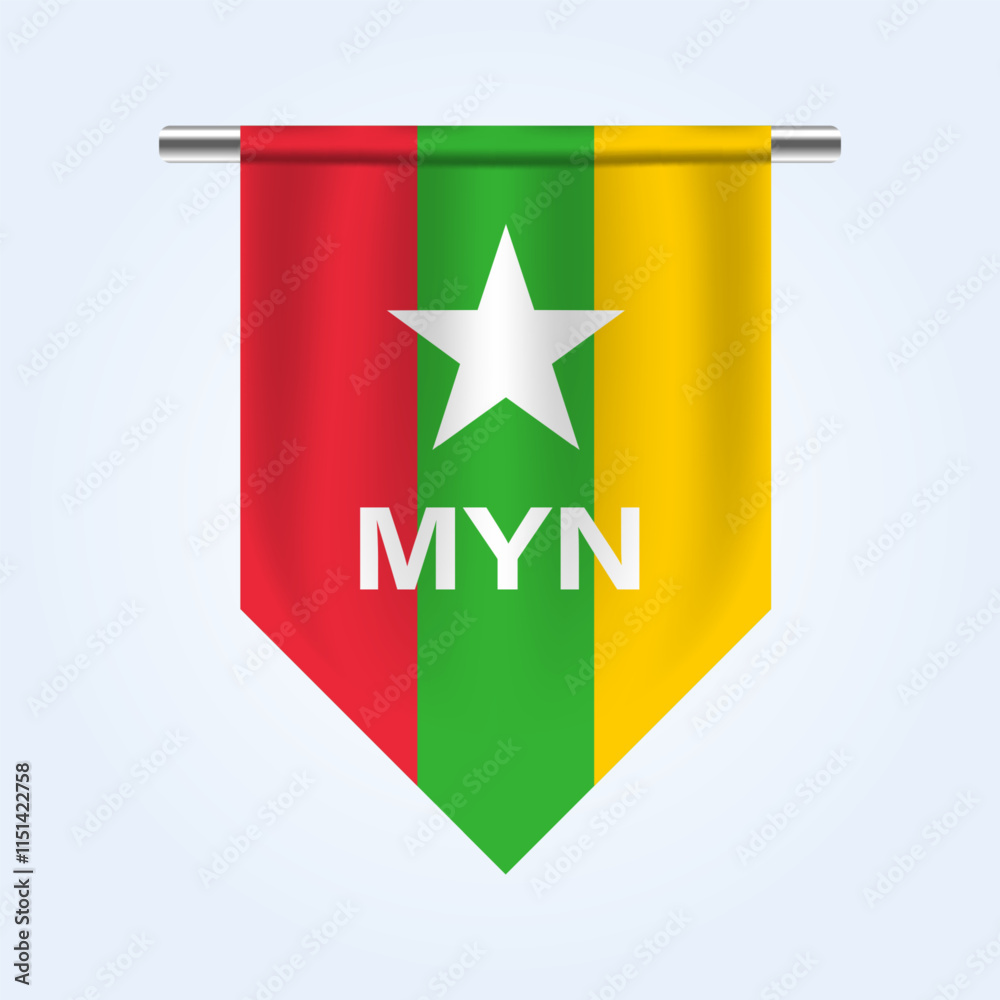 Obraz premium Myanmar hanging flag vector