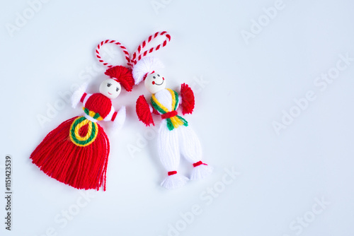 Bulgarian Martenitsa spring sign on white background photo