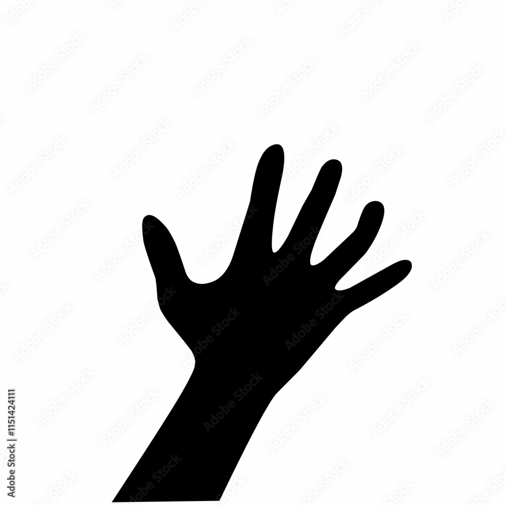 hand silhouette, waving, gesture asking for help. Vector illustration isolated on white background hand silhouette, waving, gesture asking for help. Vector illustration isolated on white background