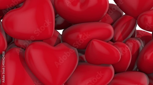 Falling red heart on white background. Isolated 3D illustration