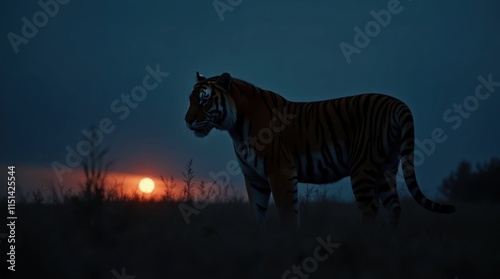 Tiger Silhouette Against Dark Sky photo