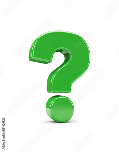 Green question mark , isolated on white