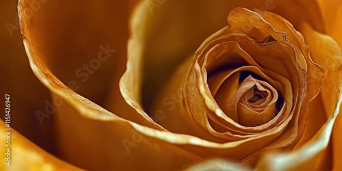 Close-up of a golden rose's delicate petals photo