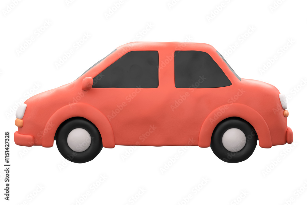 Car icon  png sticker, 3D clay texture design, transparent background