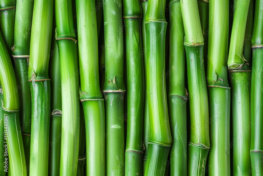 Obraz premium Close up of vibrant green bamboo stalks creating a beautiful natural background