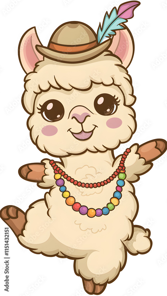 Obraz premium A cute, kawaii spiritual llama, vector, no background