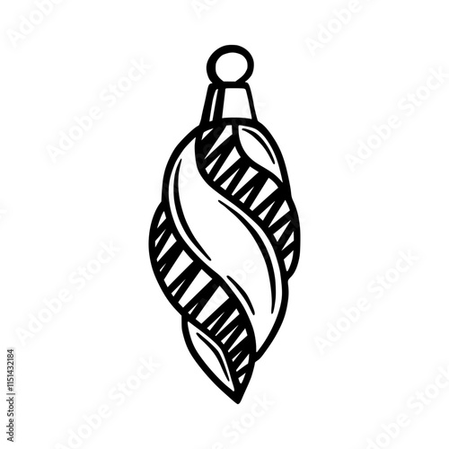 Christmas tree toy with ornaments. Xmas drop in a simple shape isolated on a white background. Vector illustration