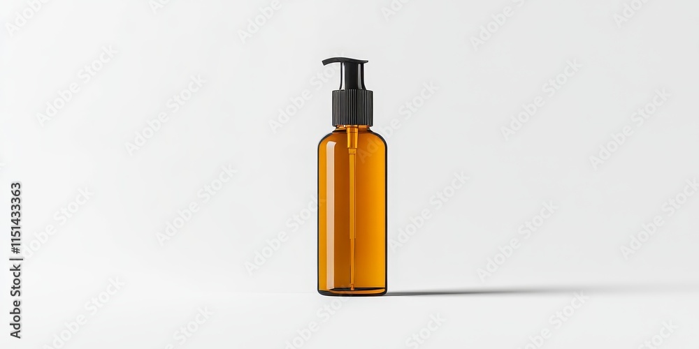 Fototapeta premium Hair oil bottle mockup displayed against a clean white background, showcasing the sleek design of the hair oil bottle. This hair oil bottle mockup highlights its versatility and appeal.