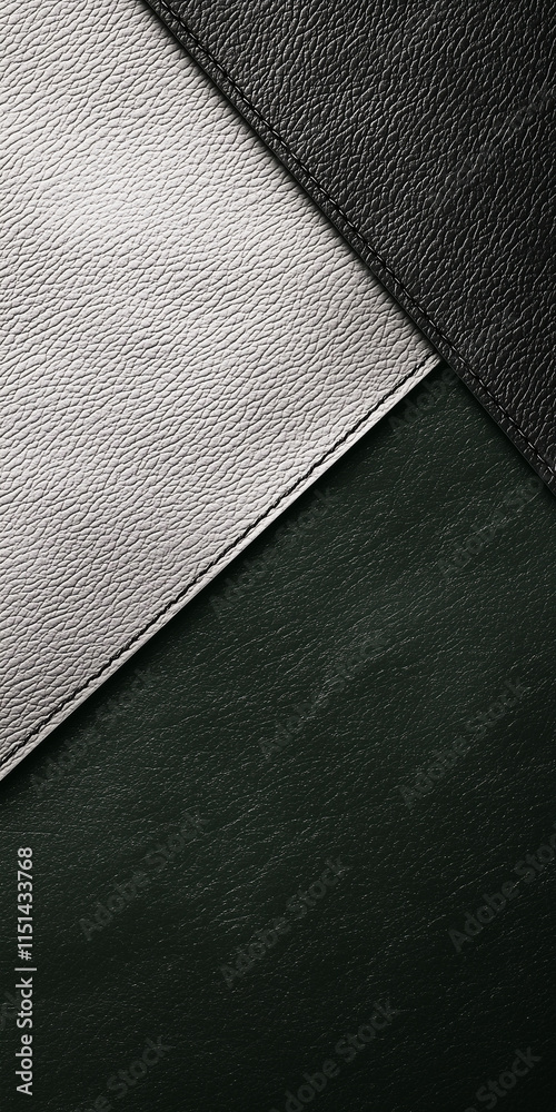 custom made wallpaper toronto digitalRefined Tri-Tone Leather Textures: Minimalist Layers in Black, White, and Deep Green