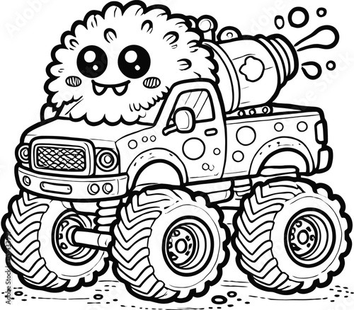 Mud, Tires, and Thrills Monster Truck Coloring Fun. Power and Speed: A Monster Truck Coloring Challenge, kids coloring pages