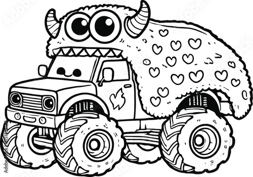 Mud, Tires, and Thrills Monster Truck Coloring Fun. Power and Speed: A Monster Truck Coloring Challenge, kids coloring pages