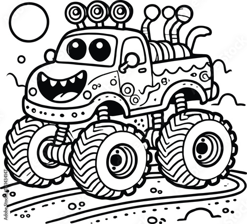 Mud, Tires, and Thrills Monster Truck Coloring Fun. Power and Speed: A Monster Truck Coloring Challenge, kids coloring pages