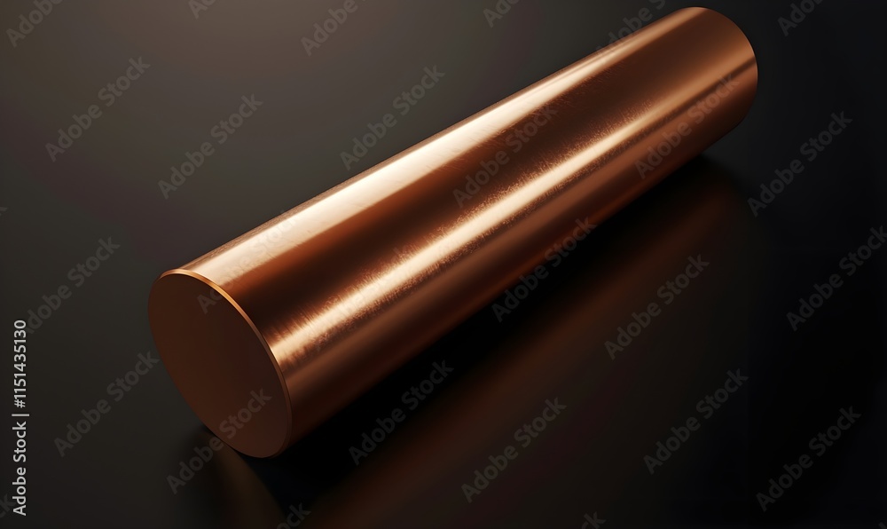 A copper round bar product highlighting the smooth metal surface A copper round bar product highlighting the smooth metal surface
