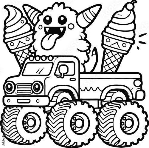 Mud, Tires, and Thrills Monster Truck Coloring Fun. Power and Speed: A Monster Truck Coloring Challenge, kids coloring pages