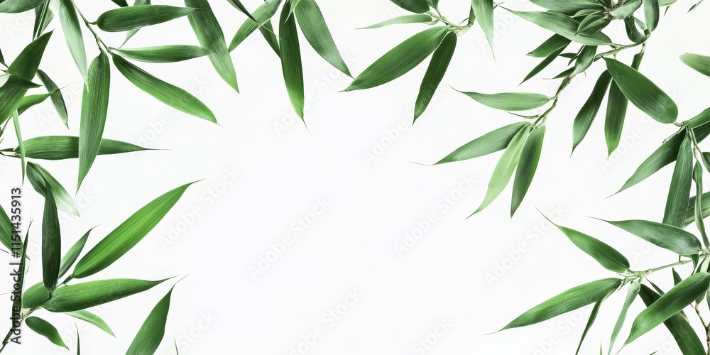 Obraz premium Isolated bamboo leaves create a tranquil and serene aesthetic, showcasing the beauty and versatility of bamboo leaves while adding a touch of nature to your designs featuring bamboo leaves.