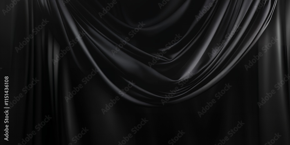 Fototapeta premium Elegant Black Silk Drape Fabric Texture Background