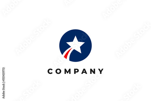 letter o shooting star american usa flag logo