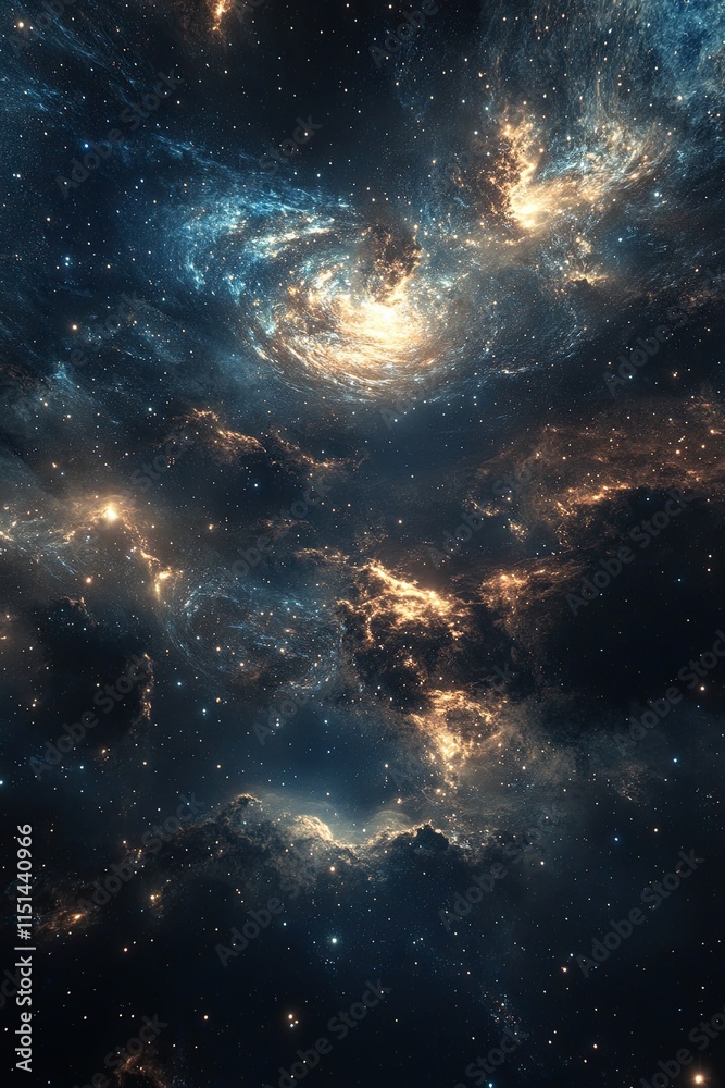 Fototapeta premium Space scene with stars in the galaxy. Panorama. The universe is filled with stars, nebulae and galaxies. high detail. 