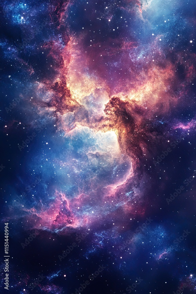 Fototapeta premium Space scene with stars in the galaxy. Panorama. The universe is filled with stars, nebulae and galaxies. high detail. 