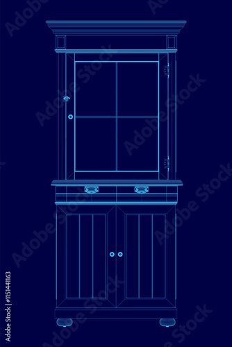 cabinet furniture outline isolated. Vector illustration