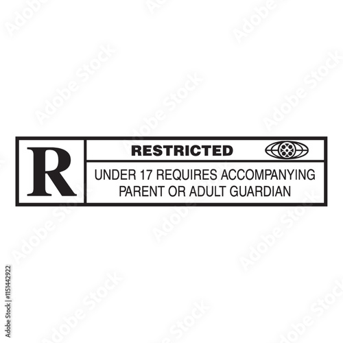 Black and white restricted content movie sign