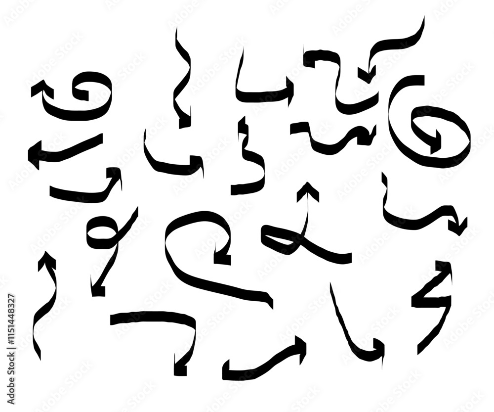 Grunge Arrows. Hand drawn Arrow. Arrows drawn with a brush. Set of hand drawn Arrows in various sizes. The arrows are created using a bold, calligraphic line and have a dynamic, flowing appearance Grunge Arrows. Hand drawn Arrow. Arrows drawn with a brush. Set of hand drawn Arrows in various sizes. The arrows are created using a bold, calligraphic line and have a dynamic, flowing appearance