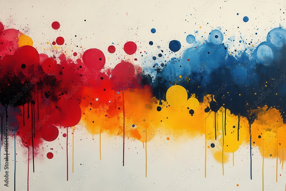 Fototapeta premium vivid splashes of paint across a blank canvas background, creating an artistic and energetic atmosphere that embodies creativity and expression in graphic design