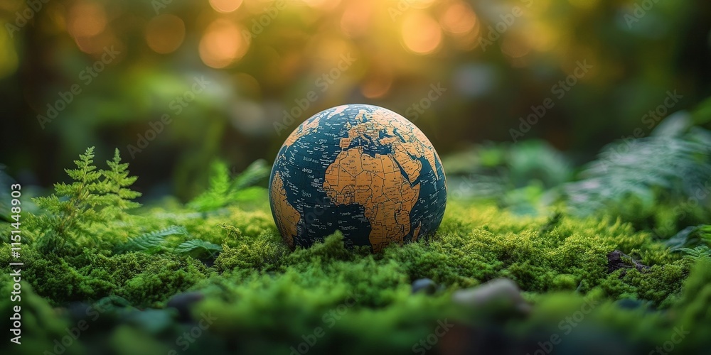 Vibrant Globe in Nature-Conceptual Garden Scene Vibrant Globe in Nature-Conceptual Garden Scene