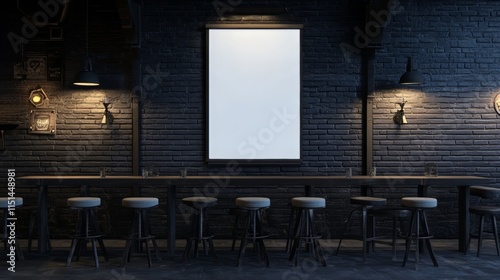Fototapeta Naklejka Na Ścianę i Meble -  Stylish Industrial Bar Interior Design with Brick Walls