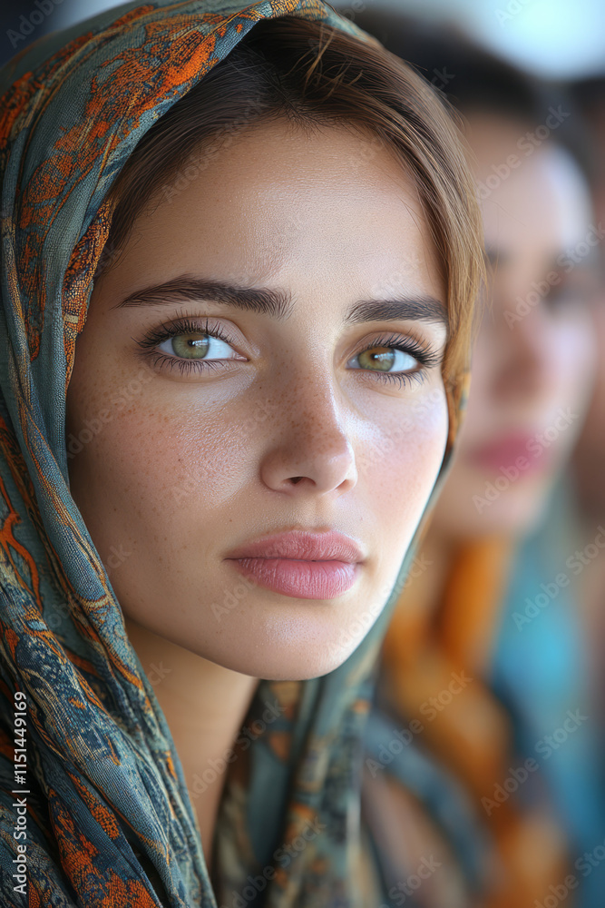 A close-up view of a few people in a queue, with visible frustration or boredom on their faces, A close-up view of a few people in a queue, with visible frustration or boredom on their faces,