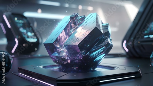 Unobtainium Crystal in Futuristic Sci-Fi Setting - Landscape Format