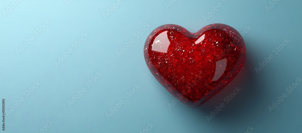 Fototapeta premium Red Heart on Blue Background, Valentine’s Day, Bold Love Contrast