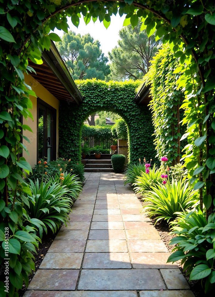 Beautiful garden with stone tiled path leading to garden room office new image Beautiful garden with stone tiled path leading to garden room office new image