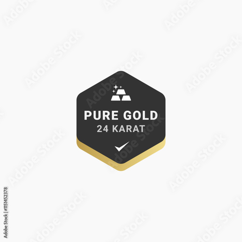 gold bar label design element vector. The black gold bar icon is suitable for jewelery symbol or precious metal icon on mobile apps, or gold jewelery related content.