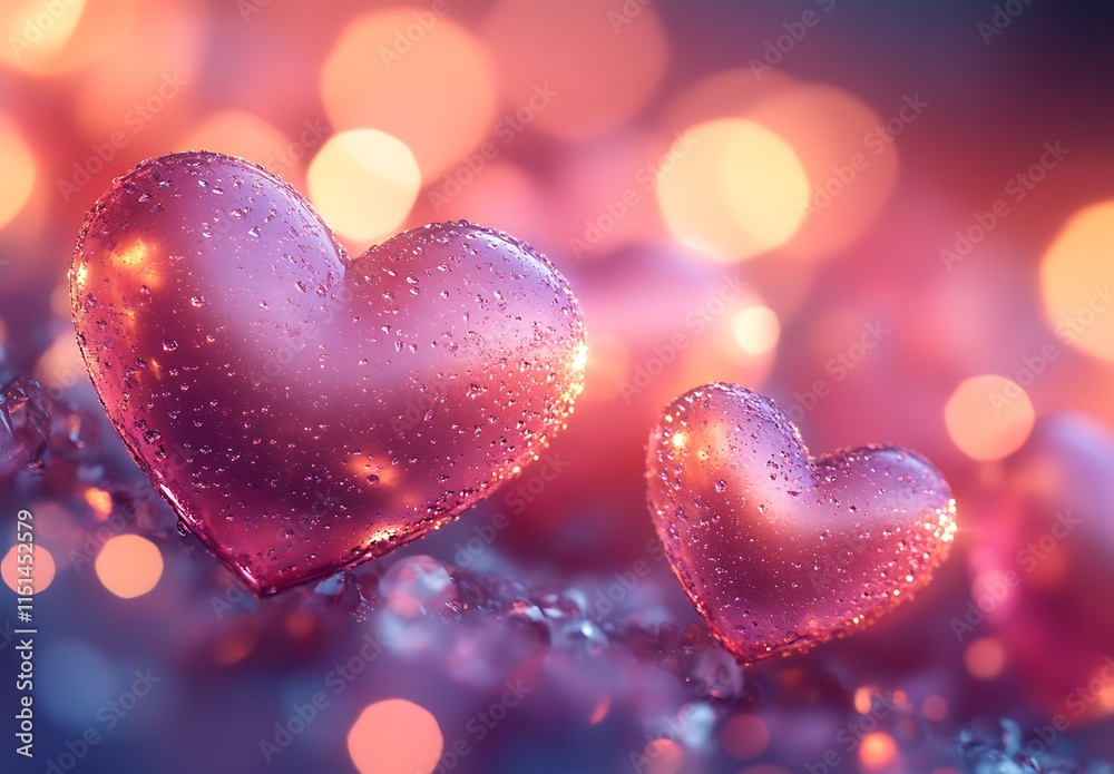 Hearts with Water Drops, Valentine’s Day, Romantic Raindrop Effect Hearts with Water Drops, Valentine’s Day, Romantic Raindrop Effect