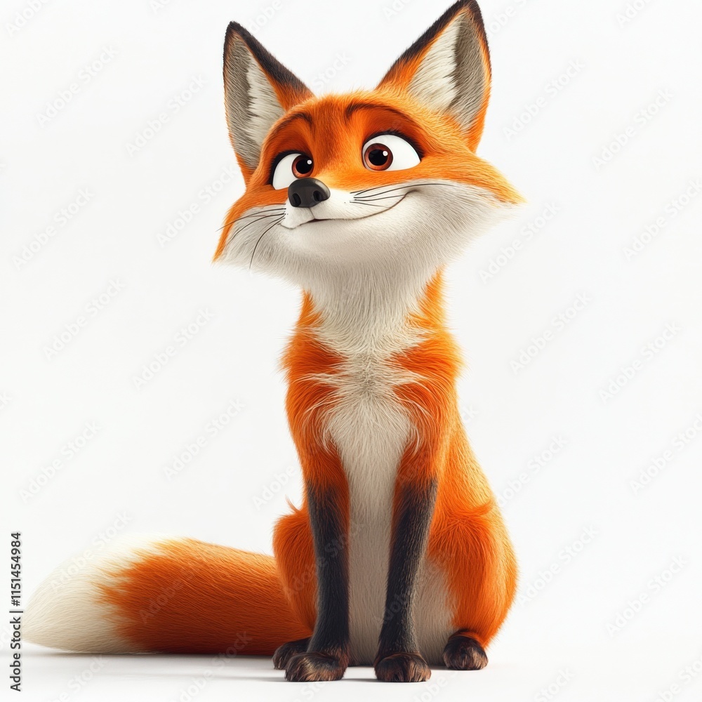 Obraz premium a cartoon fox sitting on a white background