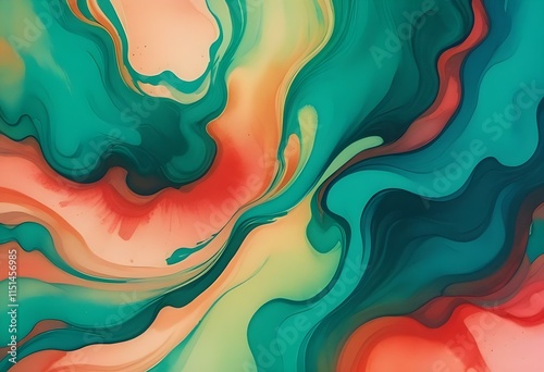 Wallpaper Mural Abstract Watercolor Paint Background in Teal Blue and Green – Perfect for Banners Torontodigital.ca