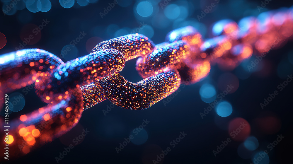 Glowing Chain Link in a Digital Atmosphere Glowing Chain Link in a Digital Atmosphere