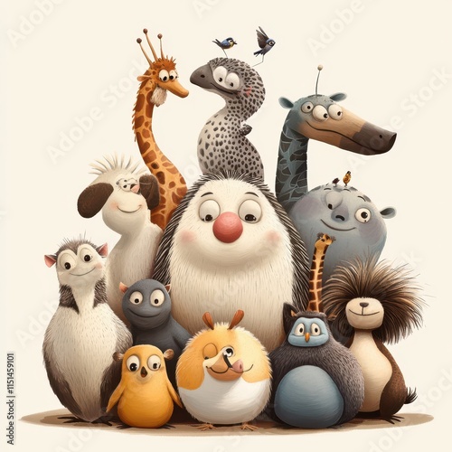 A Happy Gathering Of Cute Cartoon Animals Together