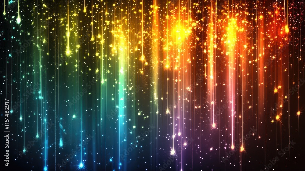 Background of golden rain, stars, and bokeh. Background of golden rain, stars, and bokeh.