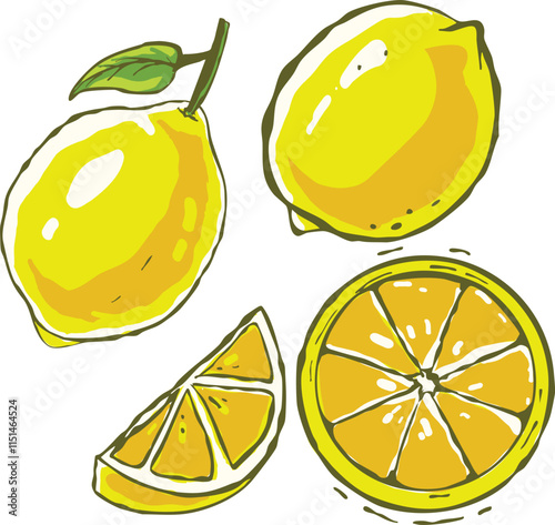 Hand-Drawn Lemon Doodle, Lemons Illustrations