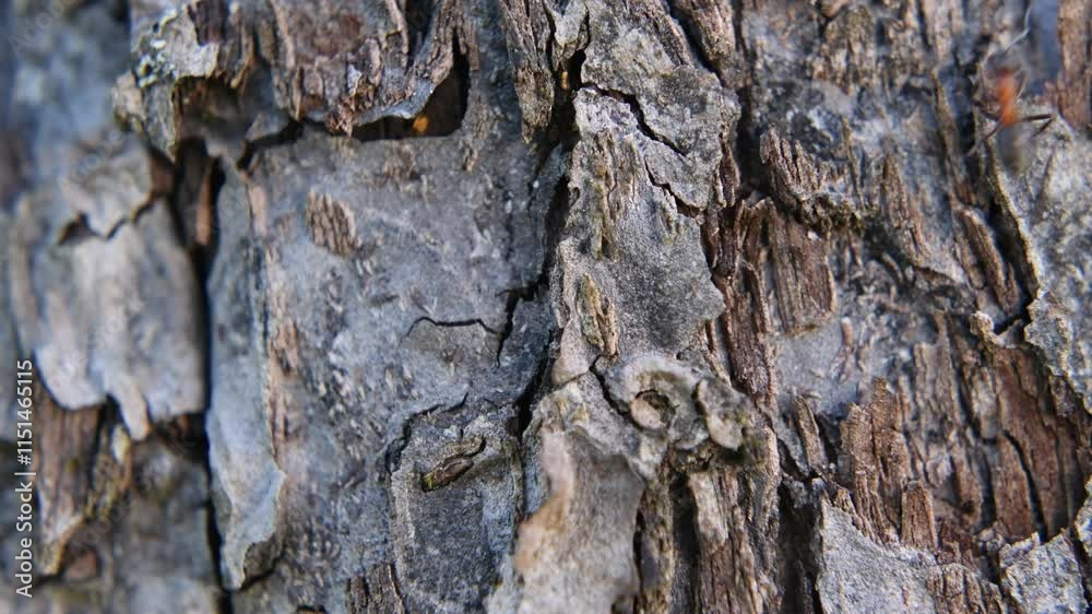 Filmmaterial einer Nahaufnahme von Ameisen an der Rinde und Stamm eines Apfel Baum, Deutschland Filmmaterial einer Nahaufnahme von Ameisen an der Rinde und Stamm eines Apfel Baum, Deutschland