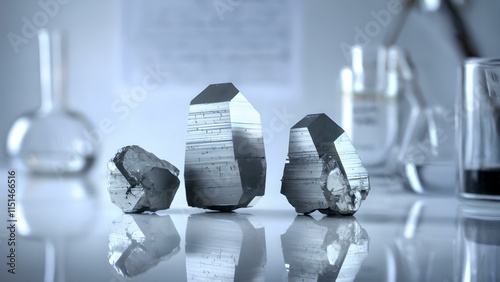 Raw Crystal Specimens in Modern Laboratory Setting - Landscape Format