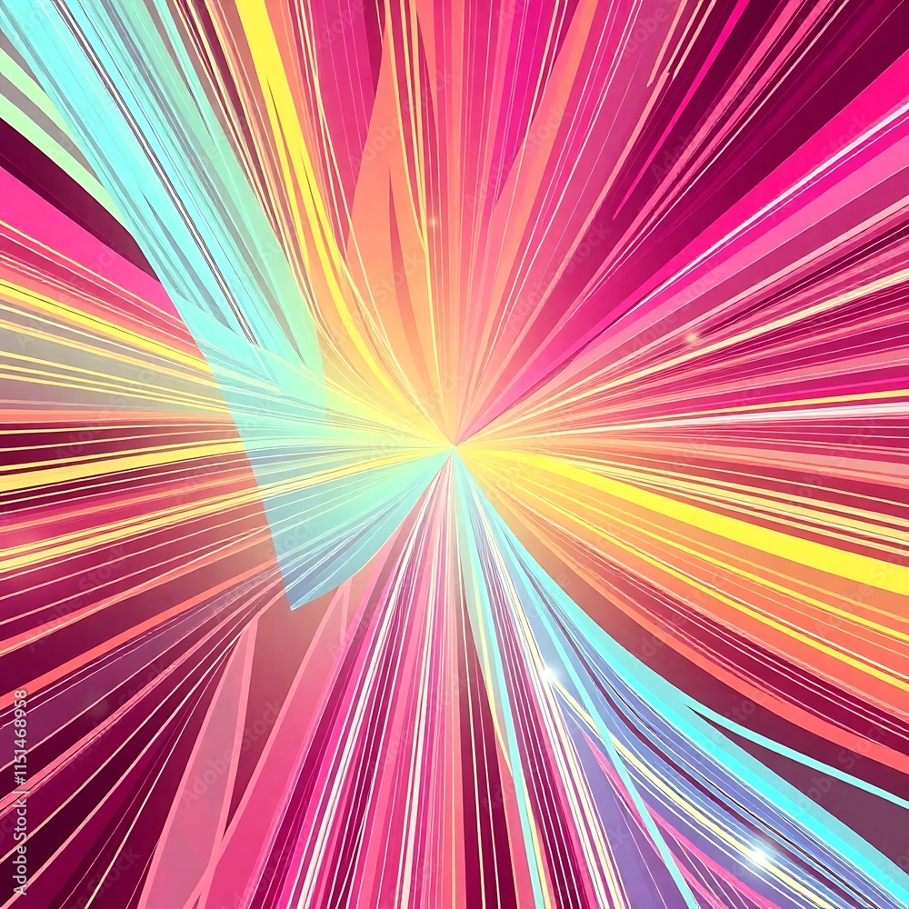 Rainbow Burst: An explosion of vibrant, colorful lines radiating outwards, creating a dynamic and energetic abstract background. Perfect for projects needing a burst of color and movement. Rainbow Burst: An explosion of vibrant, colorful lines radiating outwards, creating a dynamic and energetic abstract background. Perfect for projects needing a burst of color and movement.